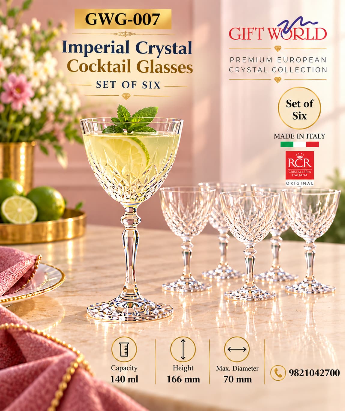 Imperial Cocktail crystal glasses GWG-007